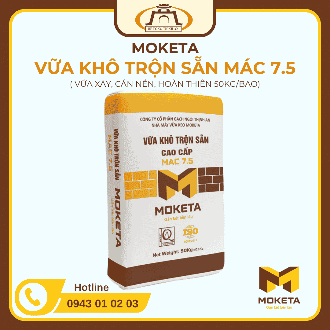 Vữa khô trộn sẵn cao cấp MAC 7.5 - ( Vữa xây, cán nền, hoàn thiện 50kgbao)